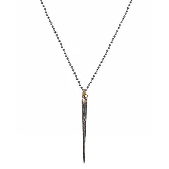 0.01ct Dia 925 Silver & 24K Gold Needle Necklace - Picture 3 of 6